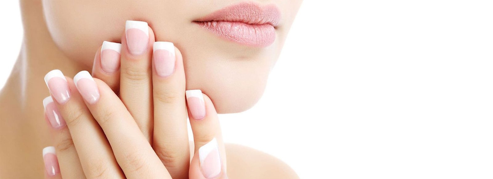 Classic French manicure close-up